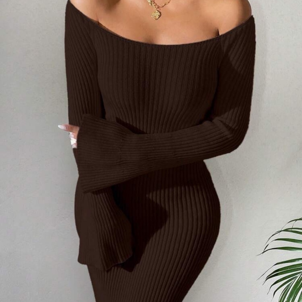 SHEIN Brown Long Sleeve Dress